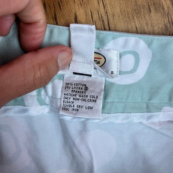 Talbots Womens Skirt Green White Polka Dot Pattern A-Line Stretch 8 Petite - Picture 7 of 12